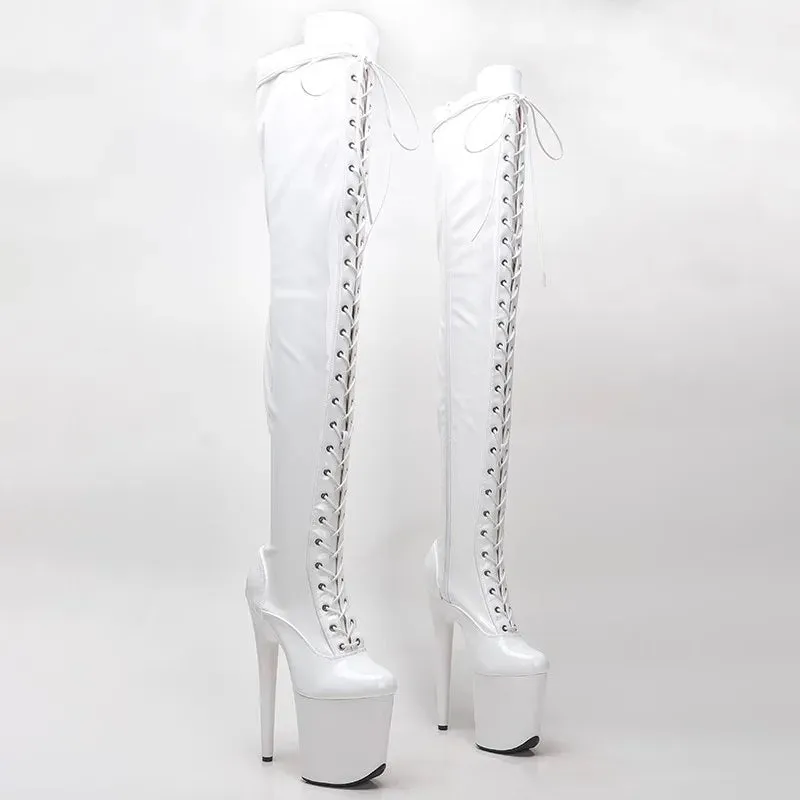 Sexy Zip Women Party Over The Knee Boots Ultra 20cm High Heels Platform Boots