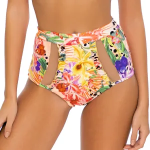 SHOCKING FLORALS - Ruffle Mesh Divided High Leg Banded Waist Bottom