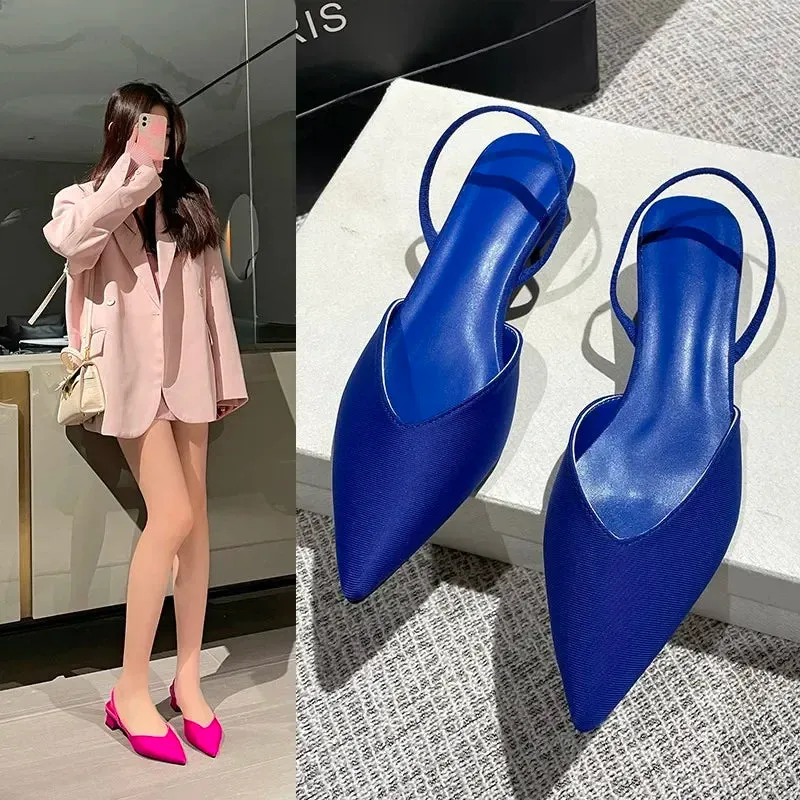 Short Heel Shoes Women 2024 Sexy Thick Heel Sandals ladies Pointed Single Shoes Simple Temperament High Heel Sandals