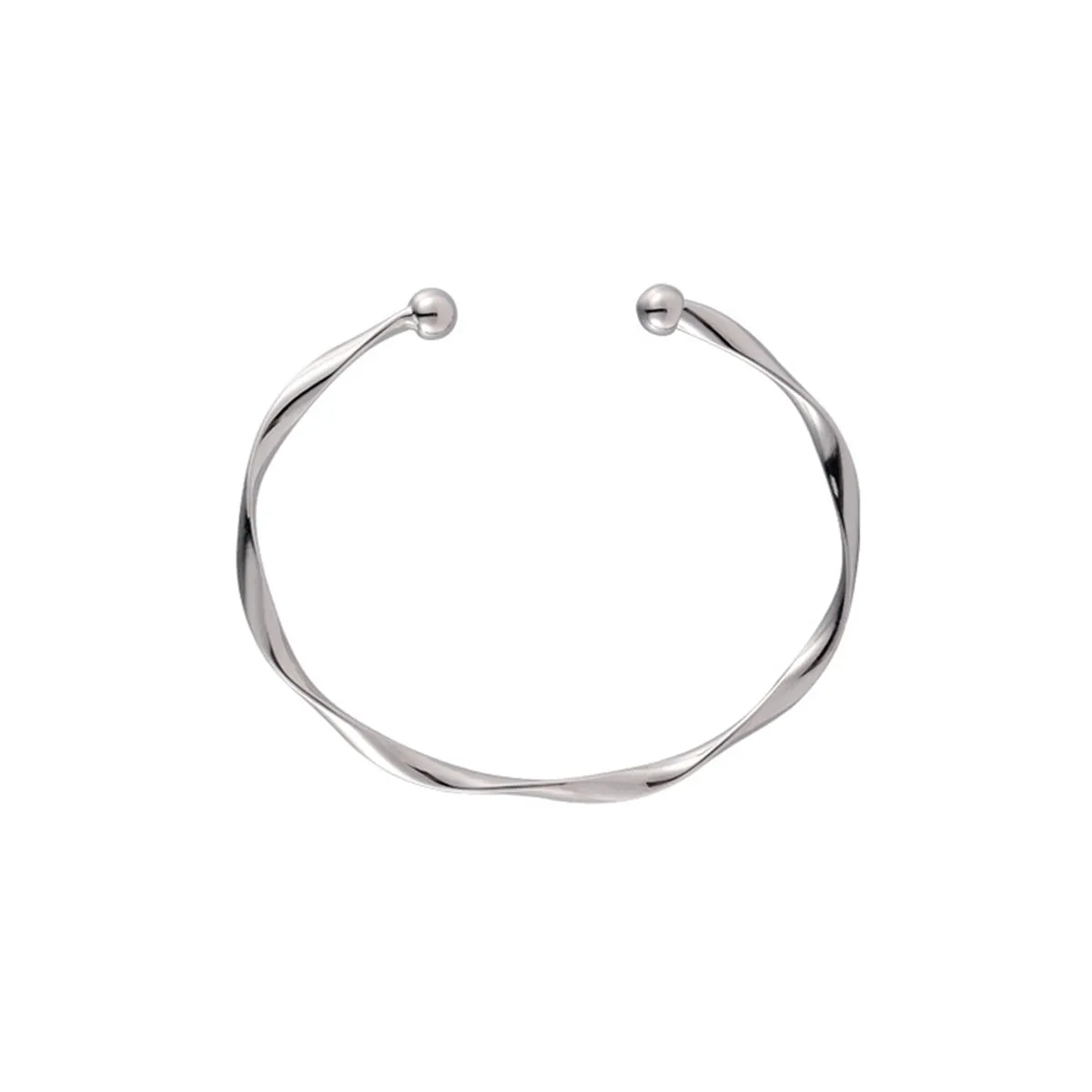 Silver-Plated Curved Waves Cuff