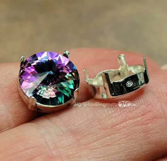 Silver Plated Rivoli Settings for Swarovski 10mm-47ss 1122 Crystal Rhinestone Rivoli