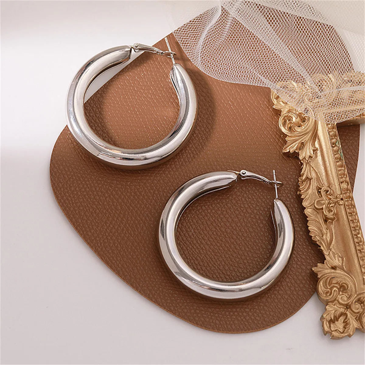 Silver-Plated Tube Hoop Earrings