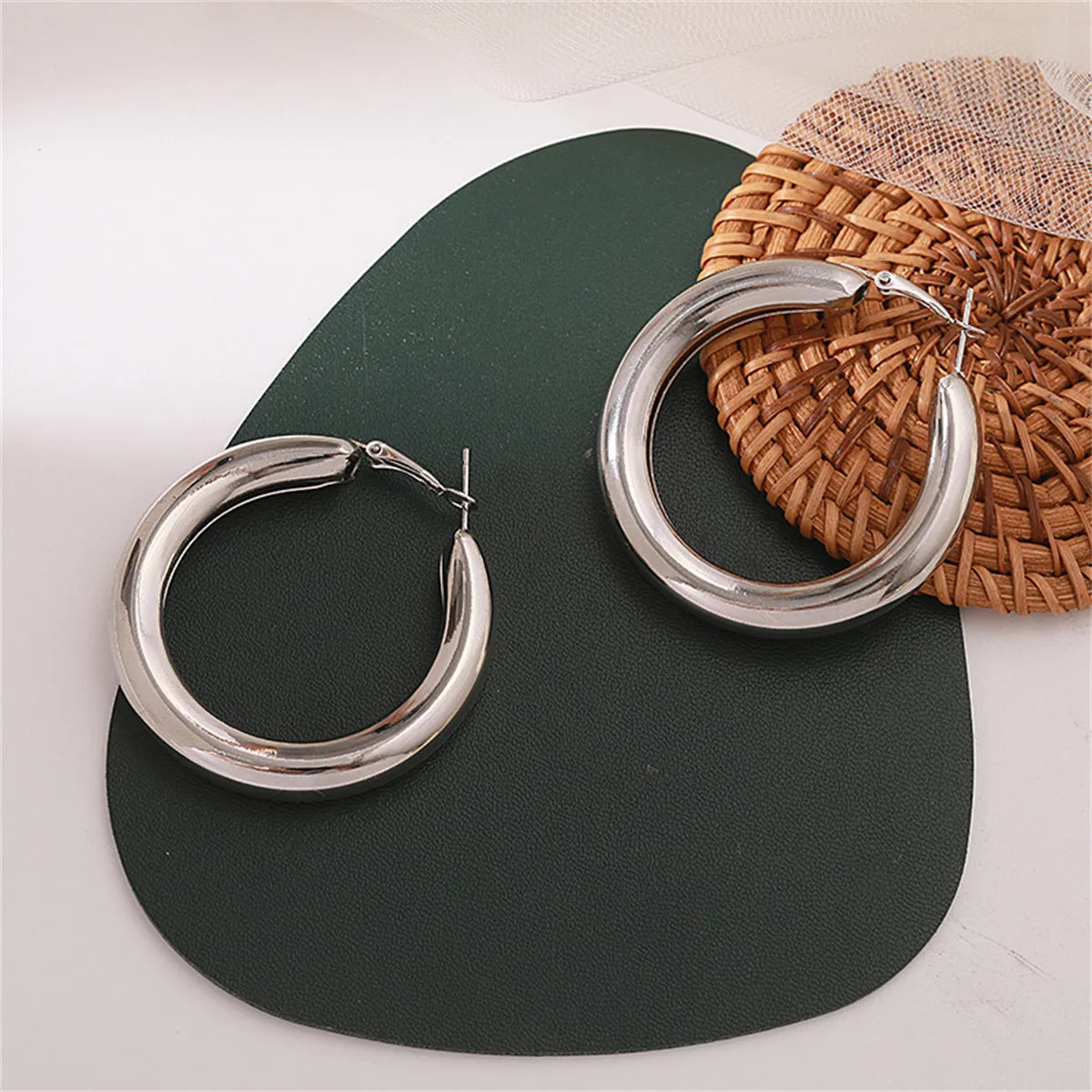 Silver-Plated Tube Hoop Earrings