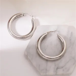Silver-Plated Tube Hoop Earrings