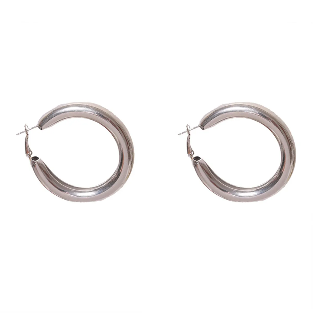 Silver-Plated Tube Hoop Earrings
