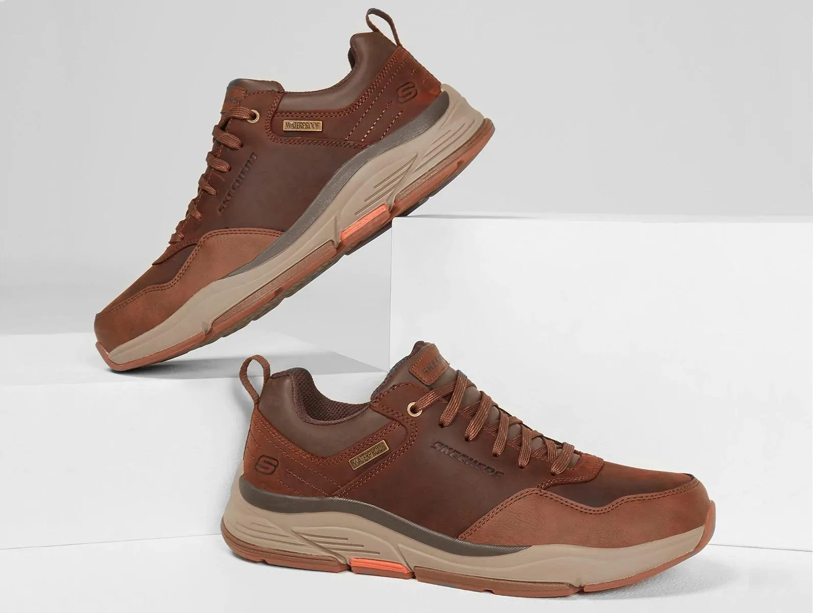 Skechers 210021 Benago Hombre Walking-Sneaker für Herren in weiter Passform - Dunkelbraun