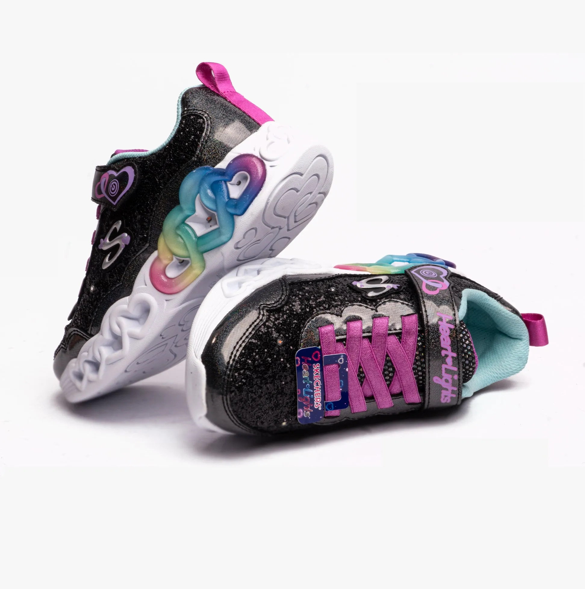 Skechers 303752L/BKTQ INFINITE HEART LIGHTS - FRESH Girls Sneaker Black/Turquoise