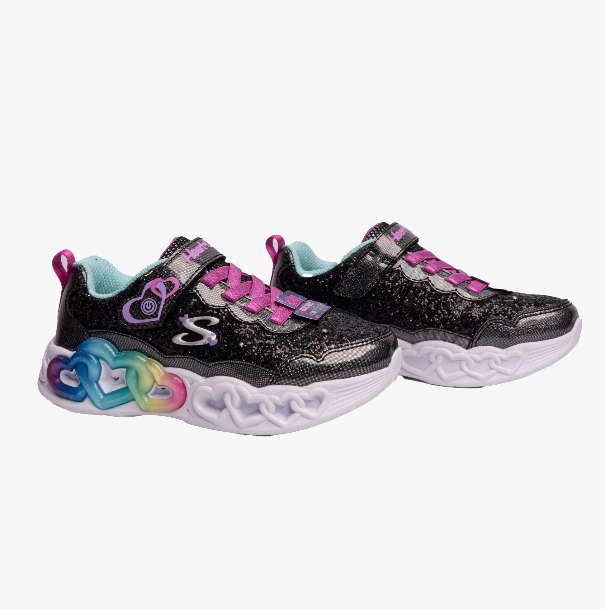 Skechers 303752L/BKTQ INFINITE HEART LIGHTS - FRESH Girls Sneaker Black/Turquoise