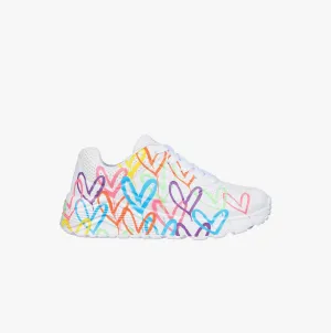 Skechers 314064L/WMN X JGOLDCROWN: UNO LITE - SPREAD THE LOVE Girls Trainers White/Multi