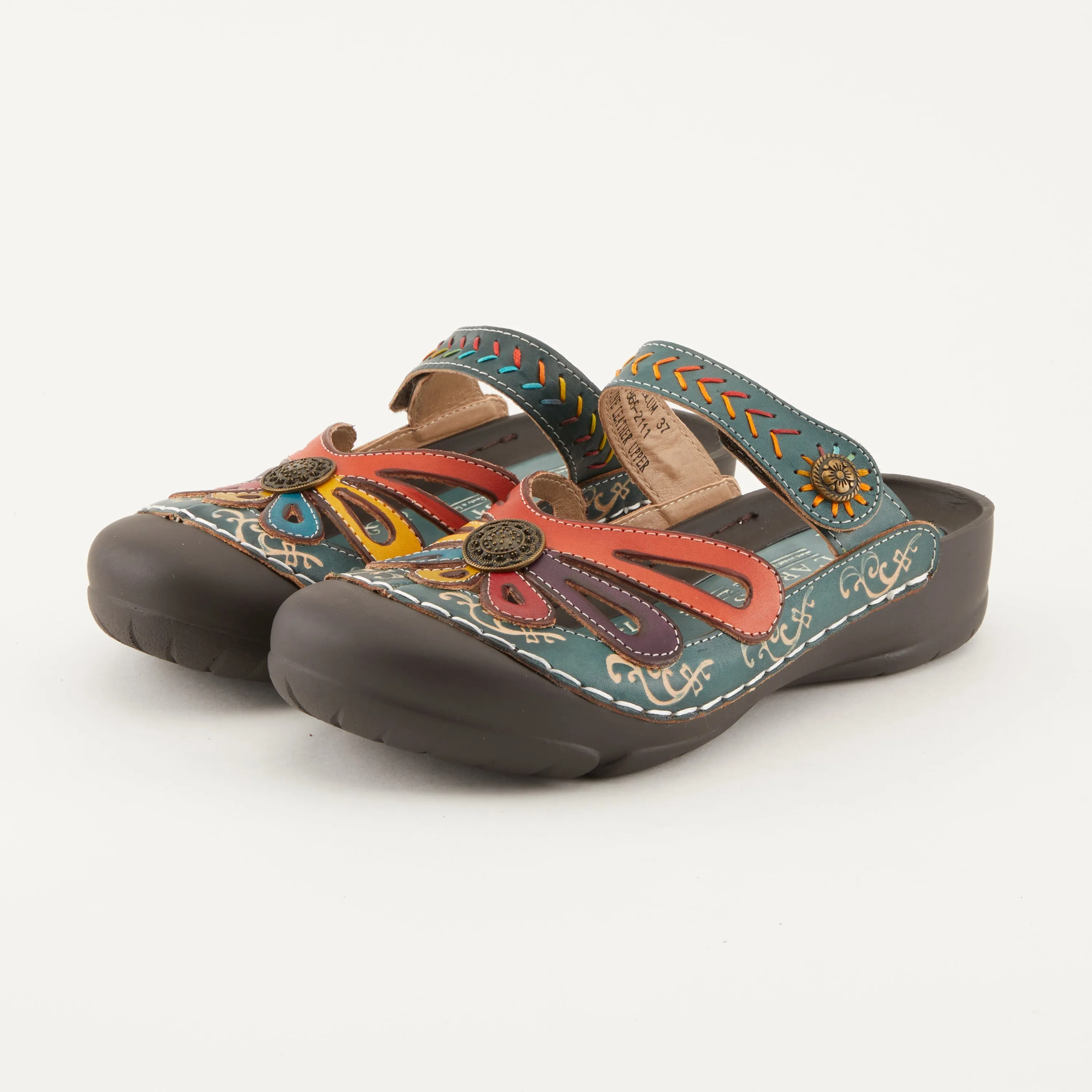 Spring Step Shoes  L'Artiste Copa Clog Women’s Hand Painted Leather 1.5" Heel