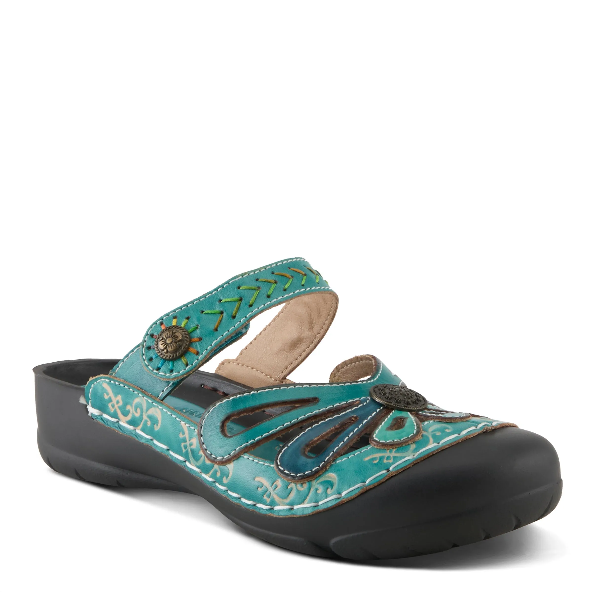 Spring Step Shoes  L'Artiste Copa Clog Women’s Hand Painted Leather 1.5" Heel