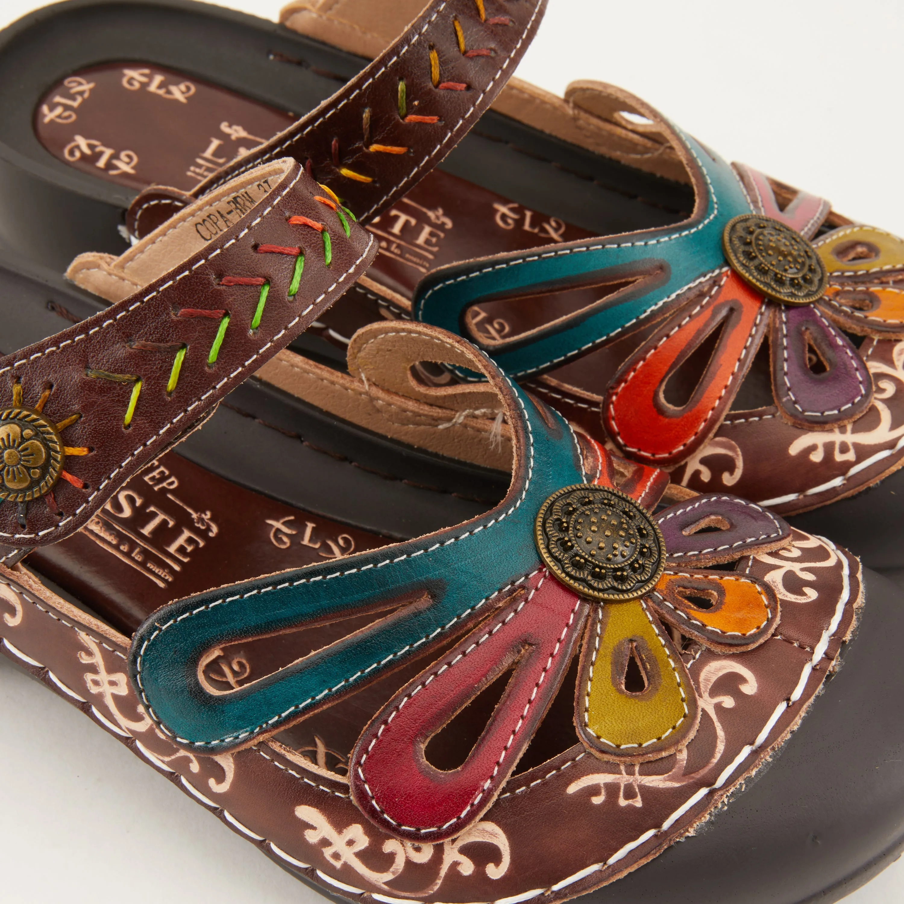 Spring Step Shoes  L'Artiste Copa Clog Women’s Hand Painted Leather 1.5" Heel
