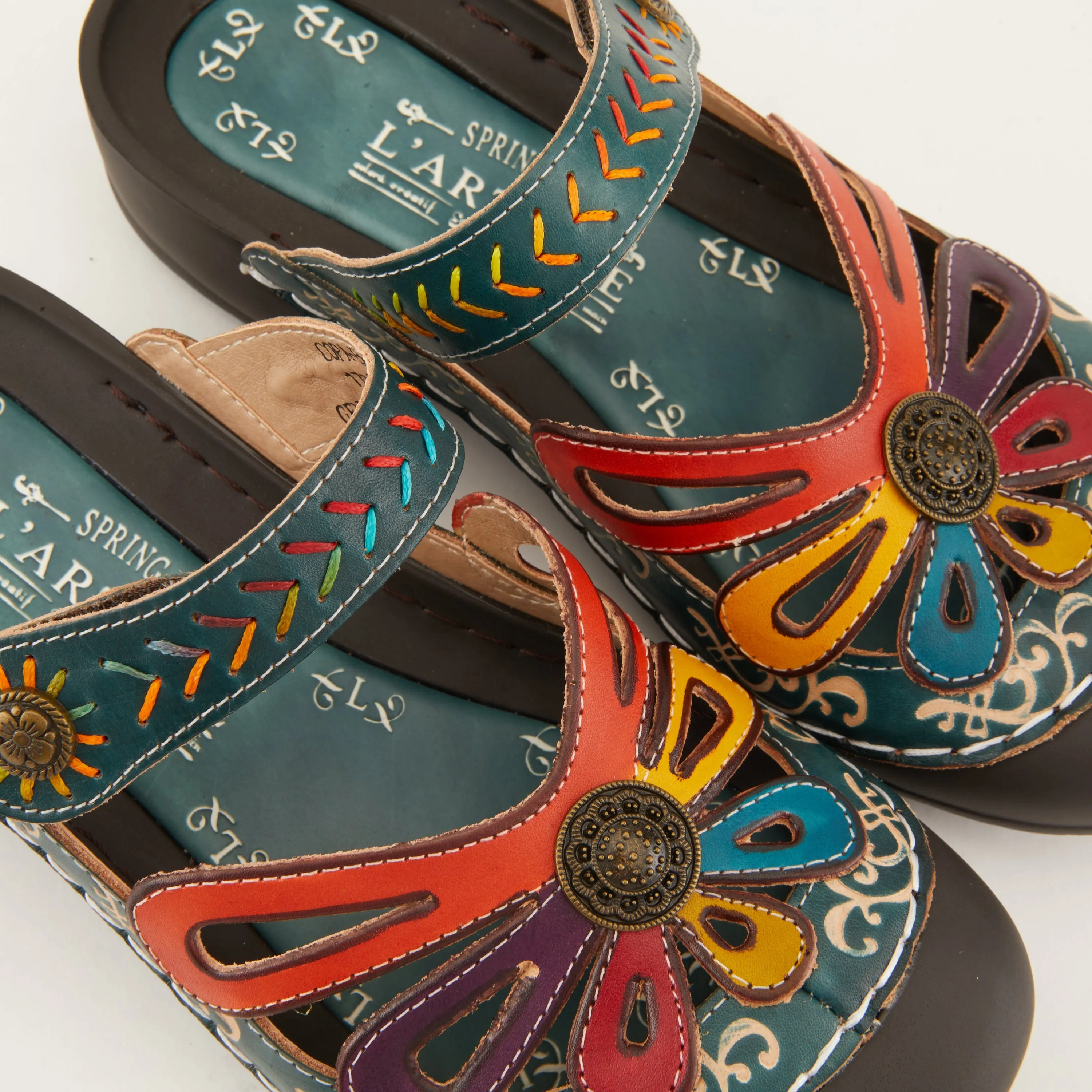 Spring Step Shoes  L'Artiste Copa Clog Women’s Hand Painted Leather 1.5" Heel