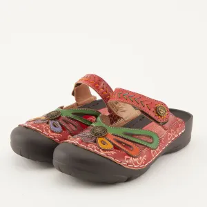 Spring Step Shoes  L'Artiste Copa Clog Women’s Hand Painted Leather 1.5" Heel