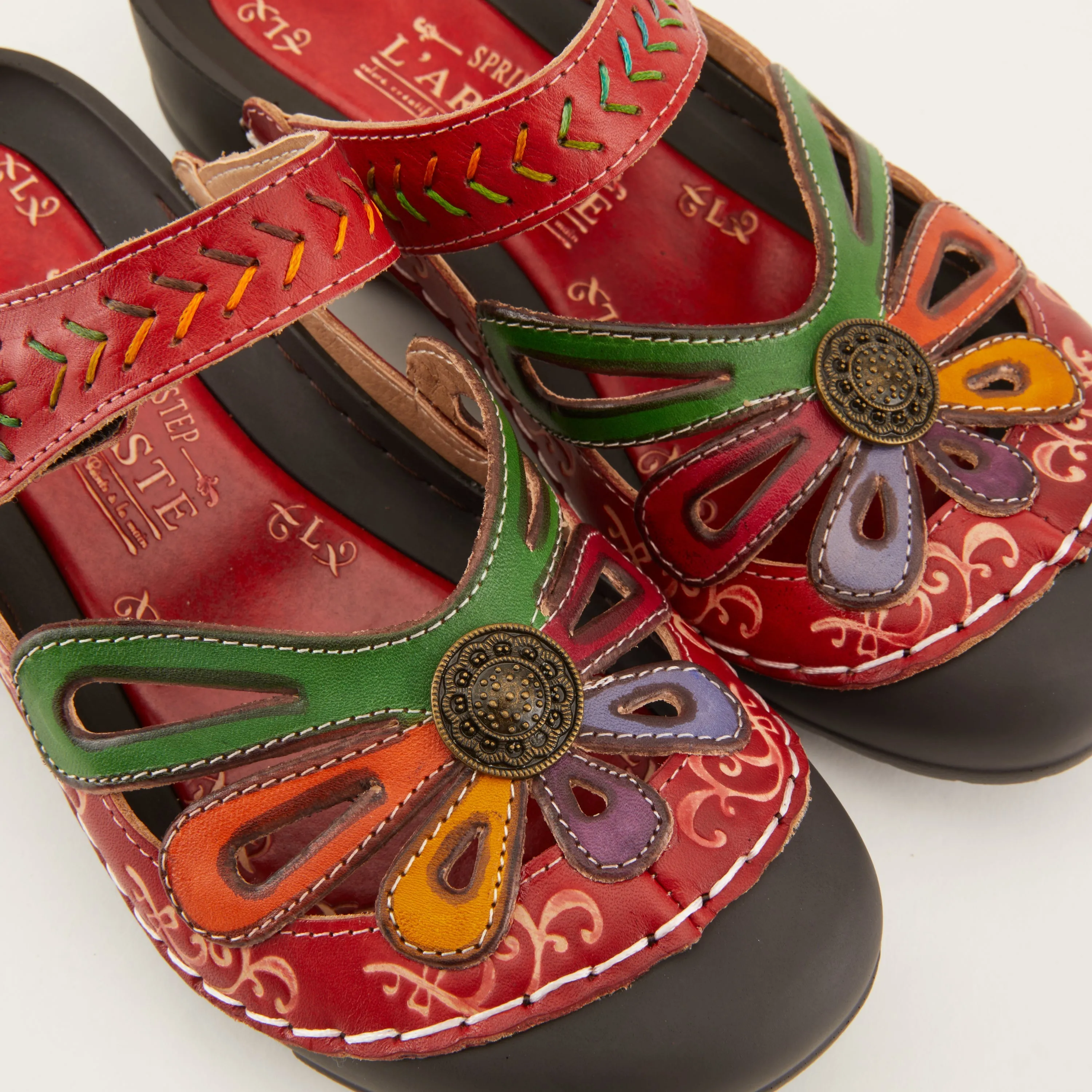 Spring Step Shoes  L'Artiste Copa Clog Women’s Hand Painted Leather 1.5" Heel