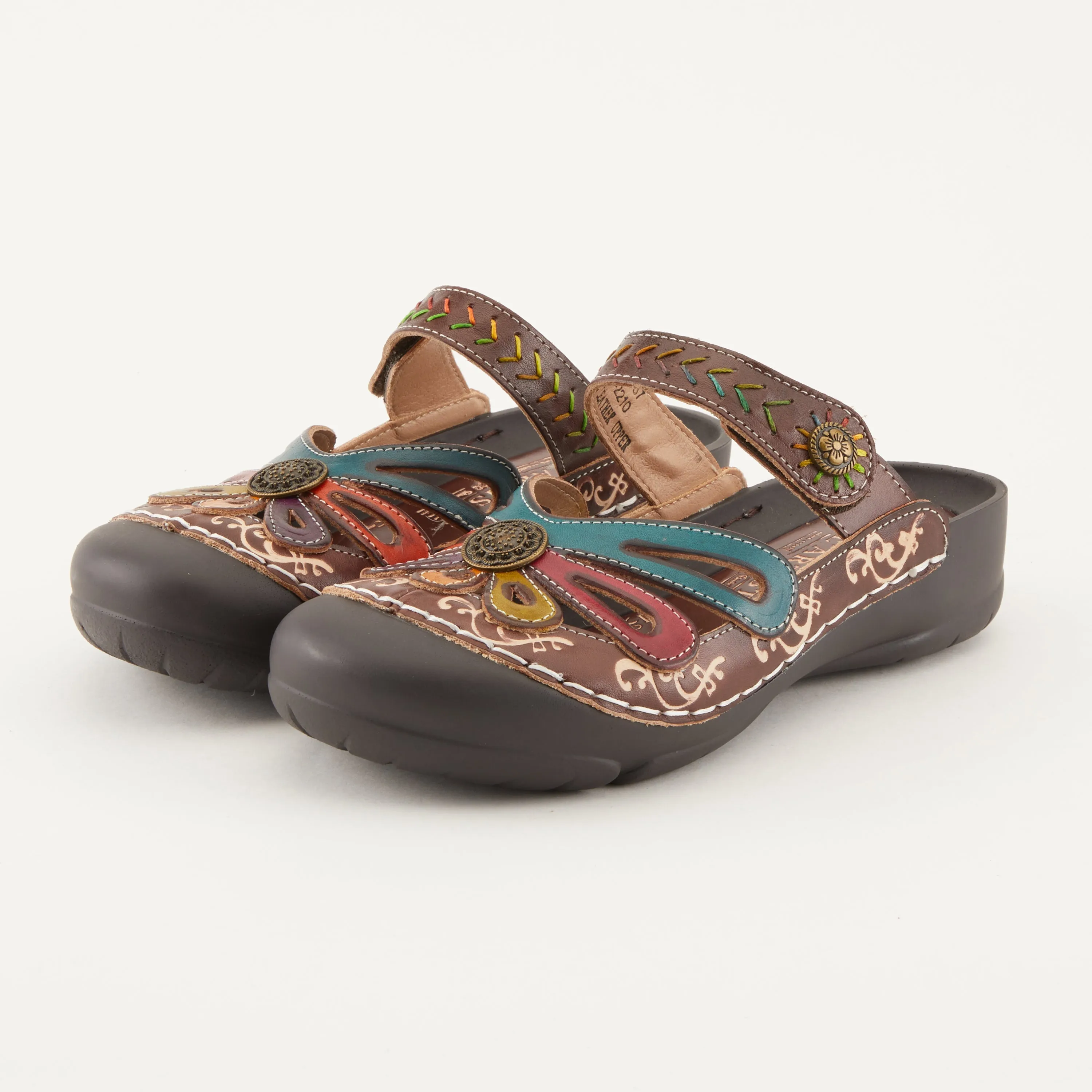 Spring Step Shoes  L'Artiste Copa Clog Women’s Hand Painted Leather 1.5" Heel