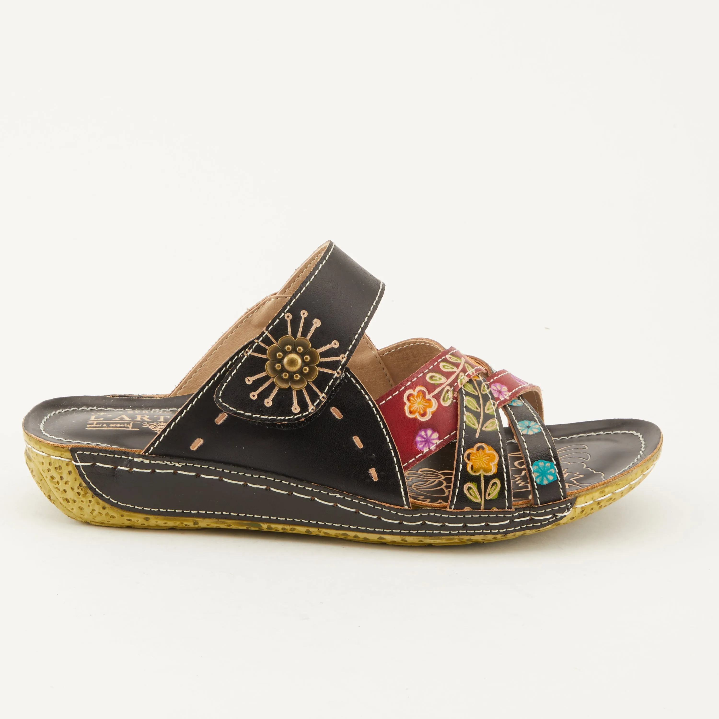 Spring Step Shoes L'Artiste Leigh Slide Sandal Women’s Hand Painted Leather