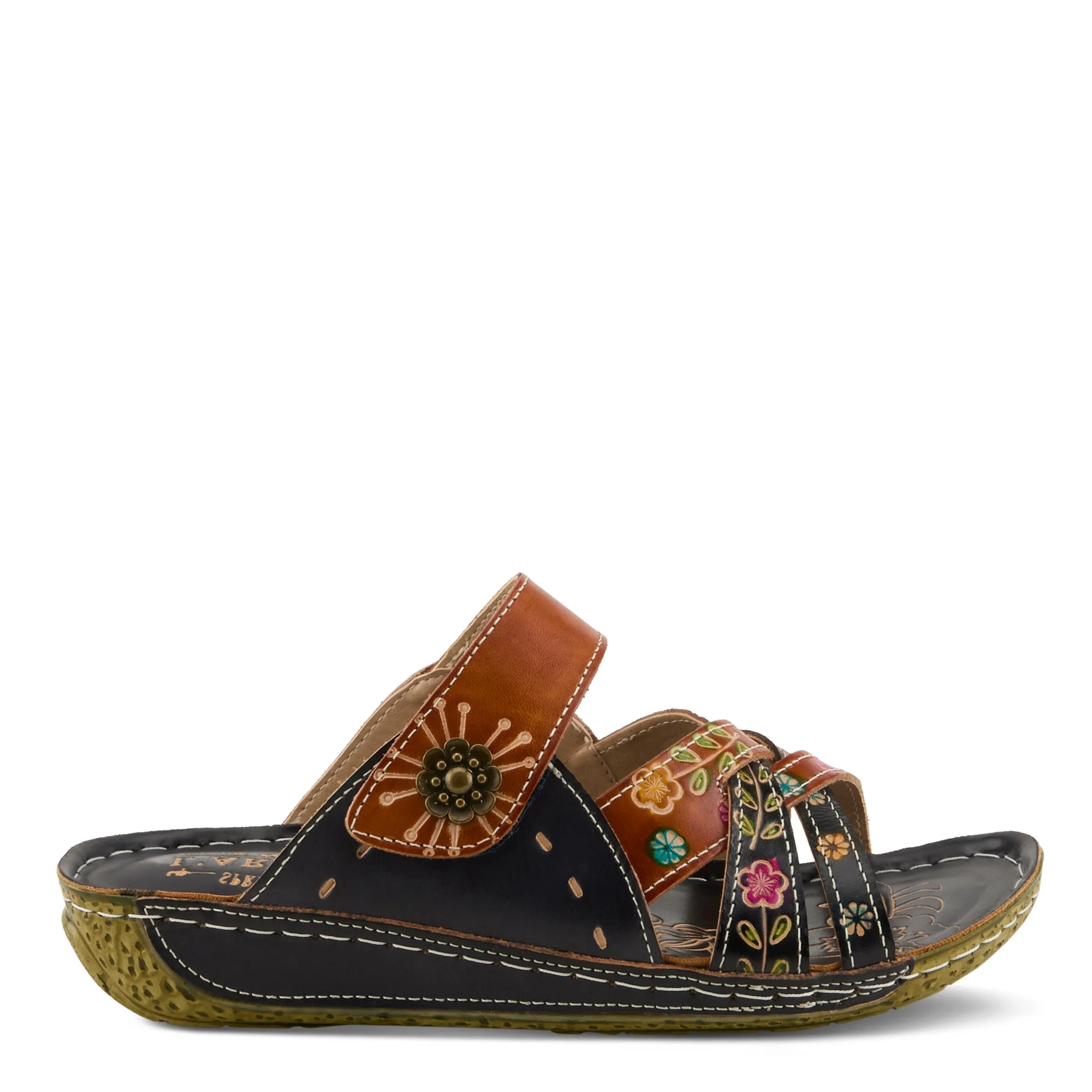 Spring Step Shoes L'Artiste Leigh Slide Sandal Women’s Hand Painted Leather