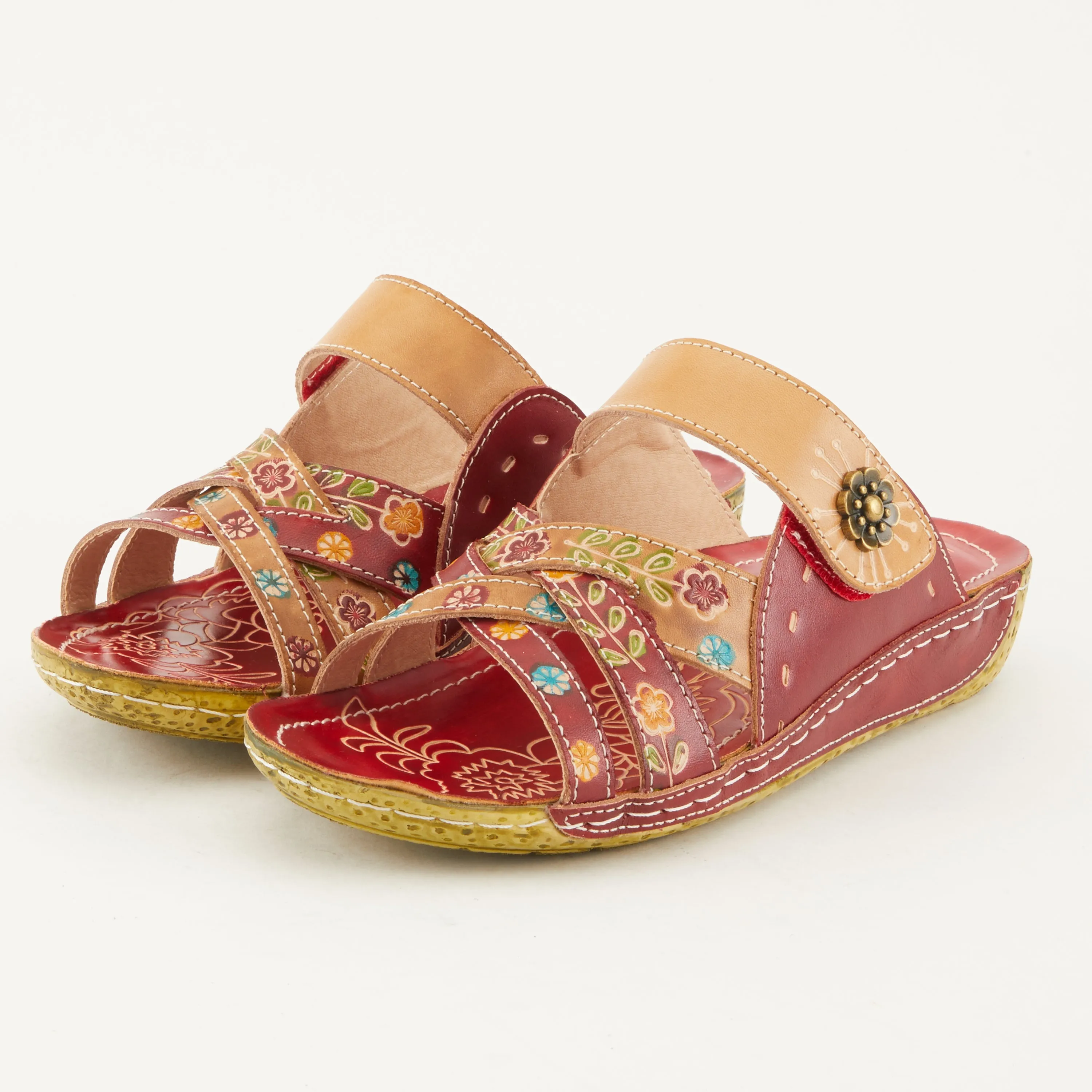 Spring Step Shoes L'Artiste Leigh Slide Sandal Women’s Hand Painted Leather