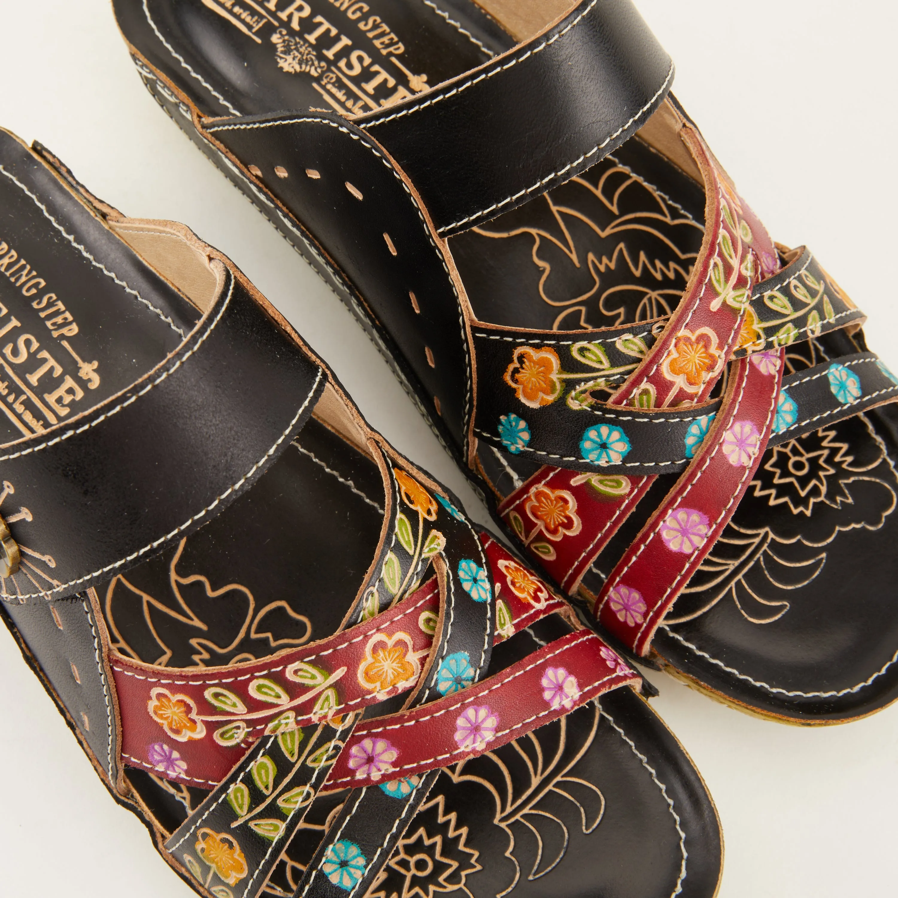 Spring Step Shoes L'Artiste Leigh Slide Sandal Women’s Hand Painted Leather