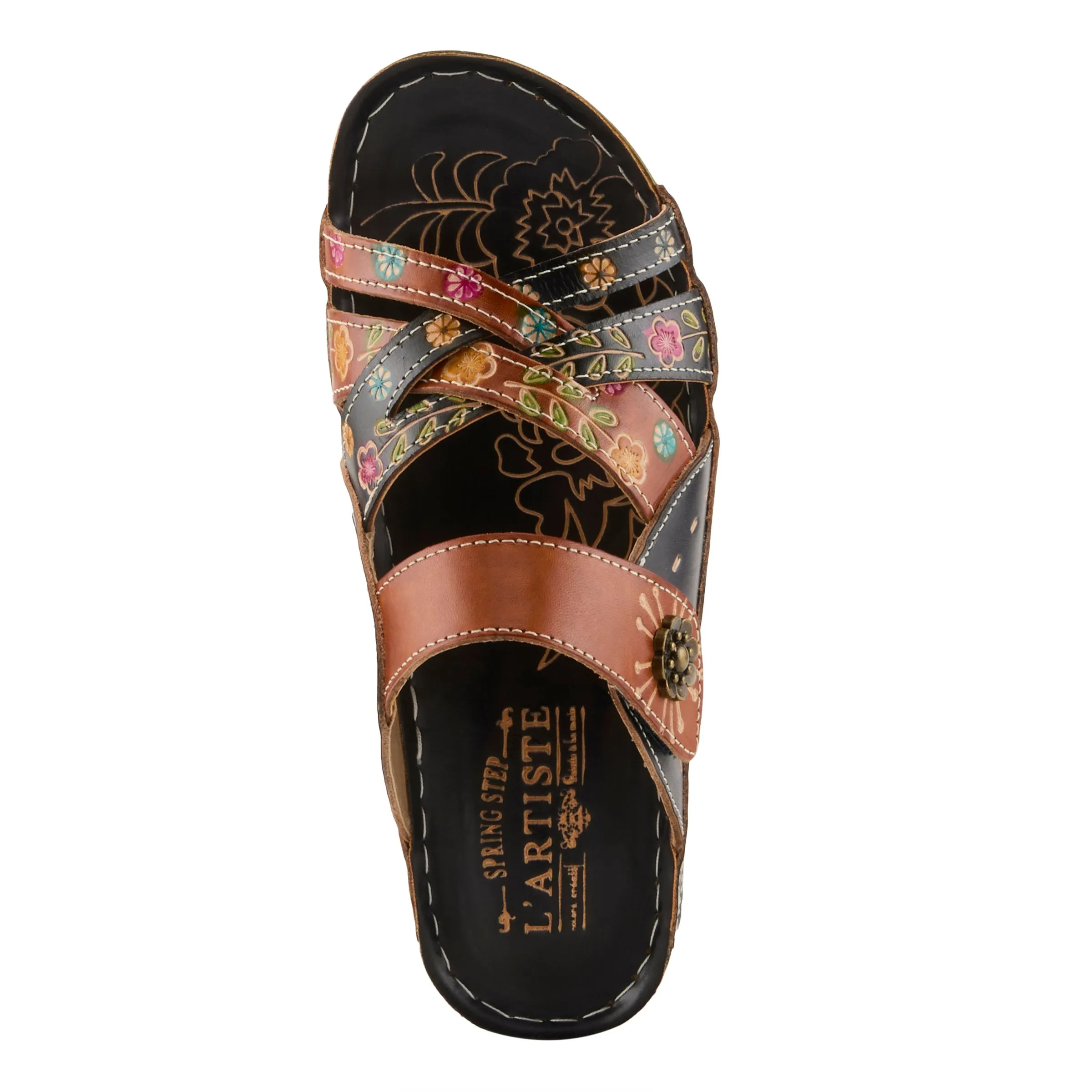 Spring Step Shoes L'Artiste Leigh Slide Sandal Women’s Hand Painted Leather