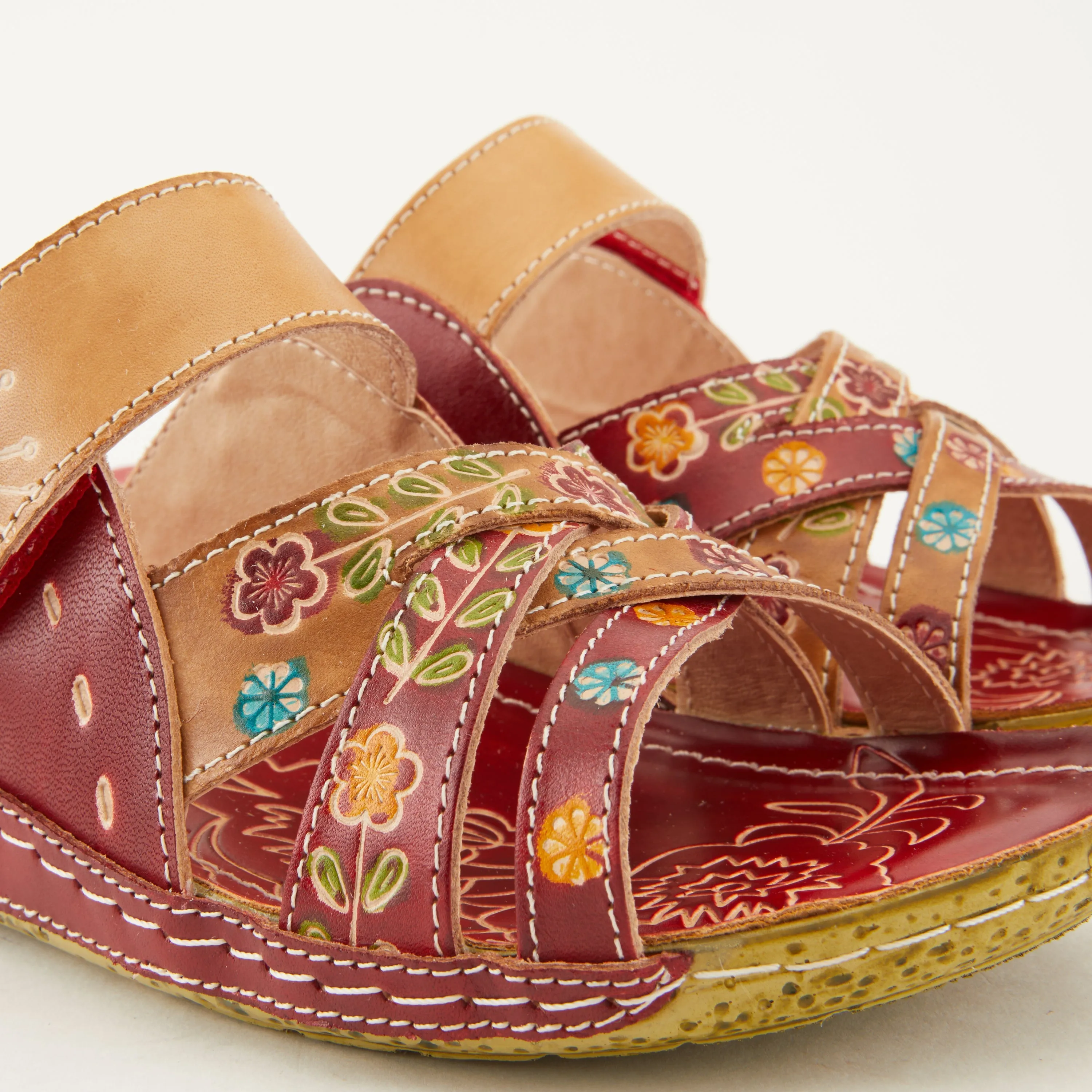 Spring Step Shoes L'Artiste Leigh Slide Sandal Women’s Hand Painted Leather