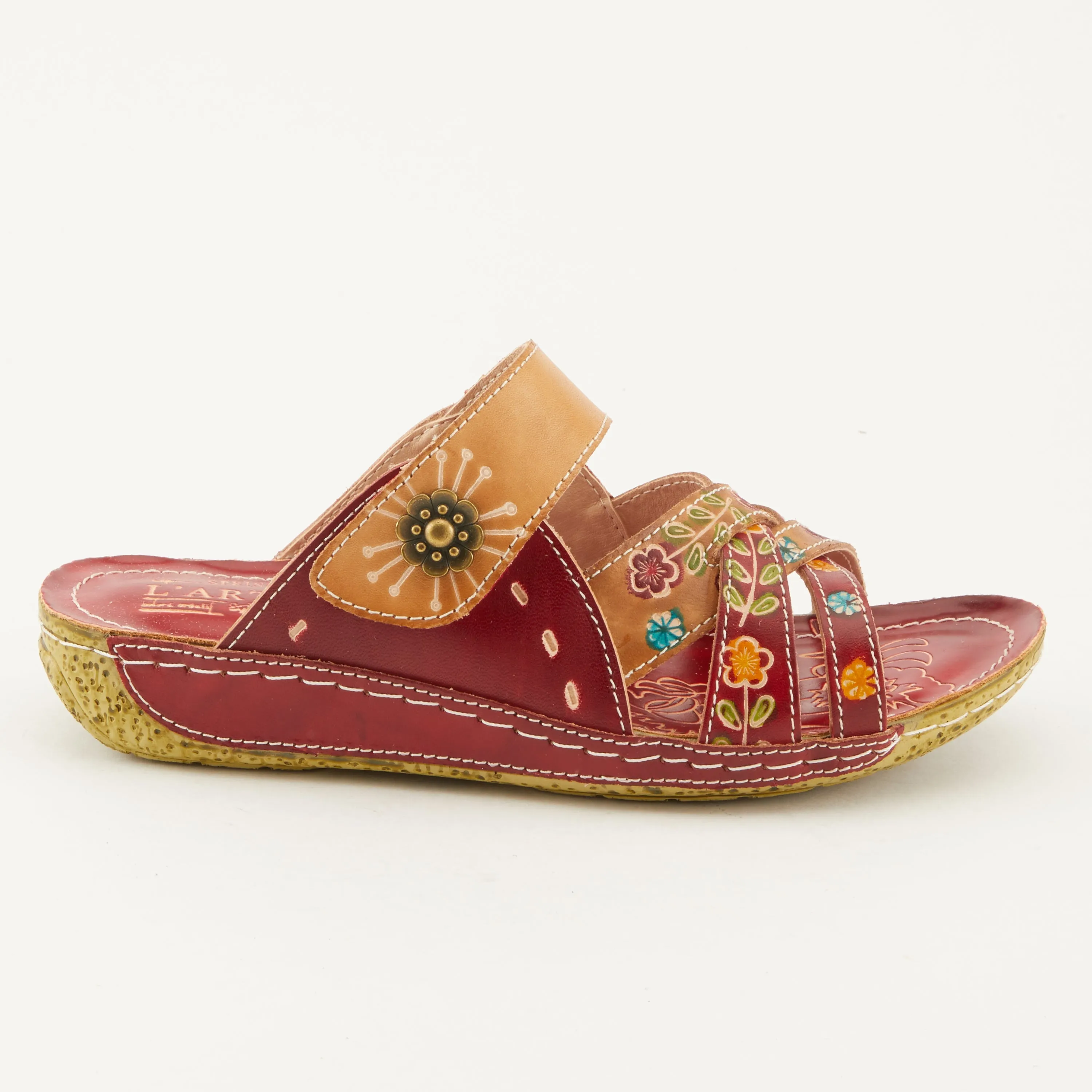 Spring Step Shoes L'Artiste Leigh Slide Sandal Women’s Hand Painted Leather
