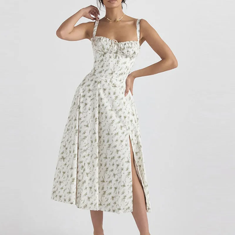 STOREXQ New  New Women's  Gentle Wind Skirt Summer Temperament Elegant Fashion Suspender Dress