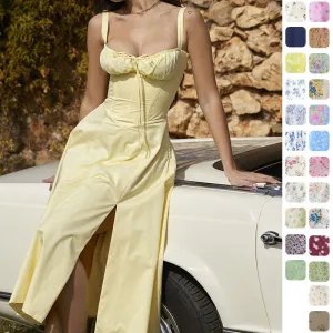 STOREXQ New  New Women's  Gentle Wind Skirt Summer Temperament Elegant Fashion Suspender Dress