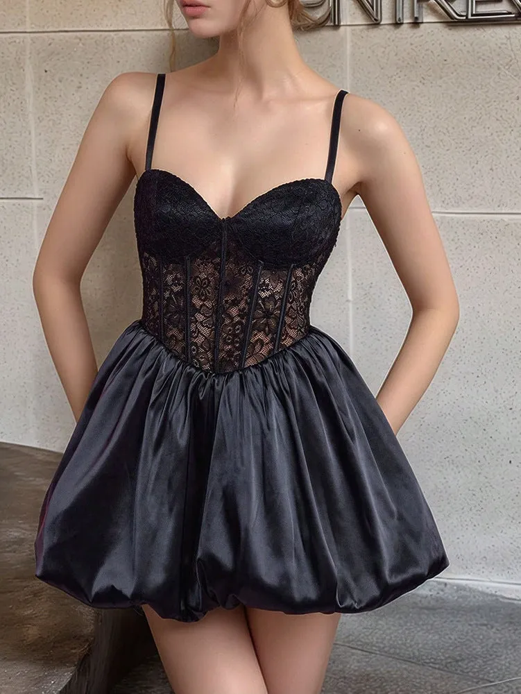 Temperament lace party suspender tutu dress