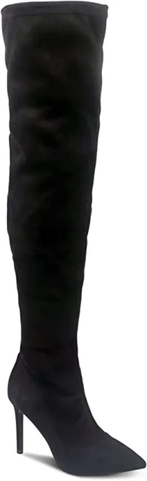 Thalia Sodi Womens Rominaa Suede Tall Over-The-Knee Boots Black 10 Medium (B,M)