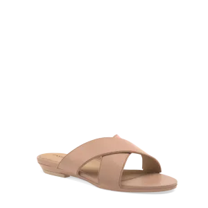 The Crissy Cross Slide Flat - Latte Knit - FINAL SALE