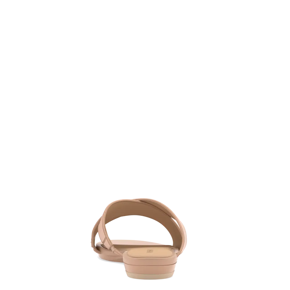 The Crissy Cross Slide Flat - Latte Knit - FINAL SALE