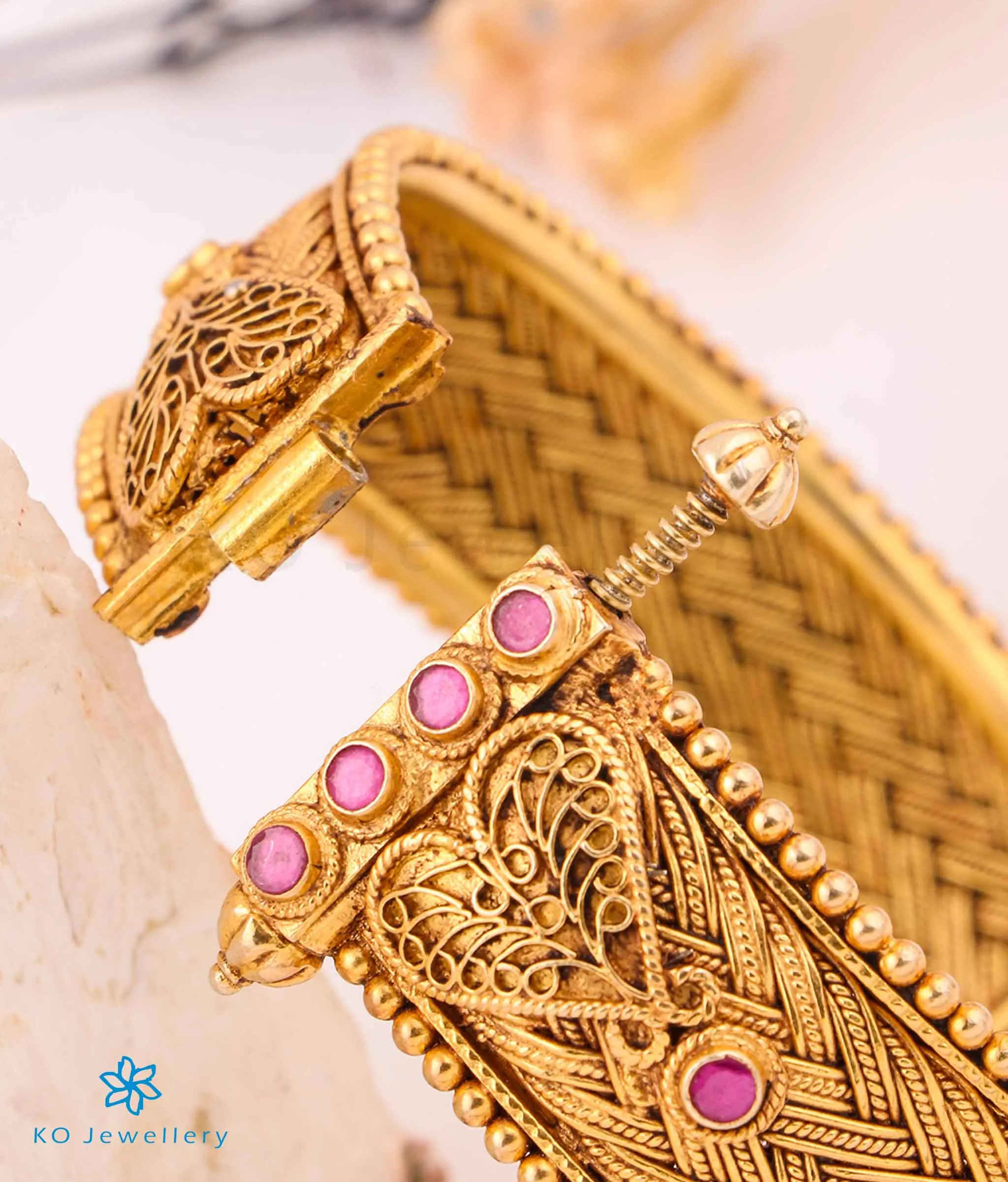 The Prakrit Antique Silver Kada(Size 2.4)