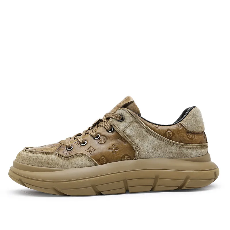 TNV Casual Leather Shoes Genuine Leather Thick Bottom Sneakers Laces Up autumn winter Breathable DS02856