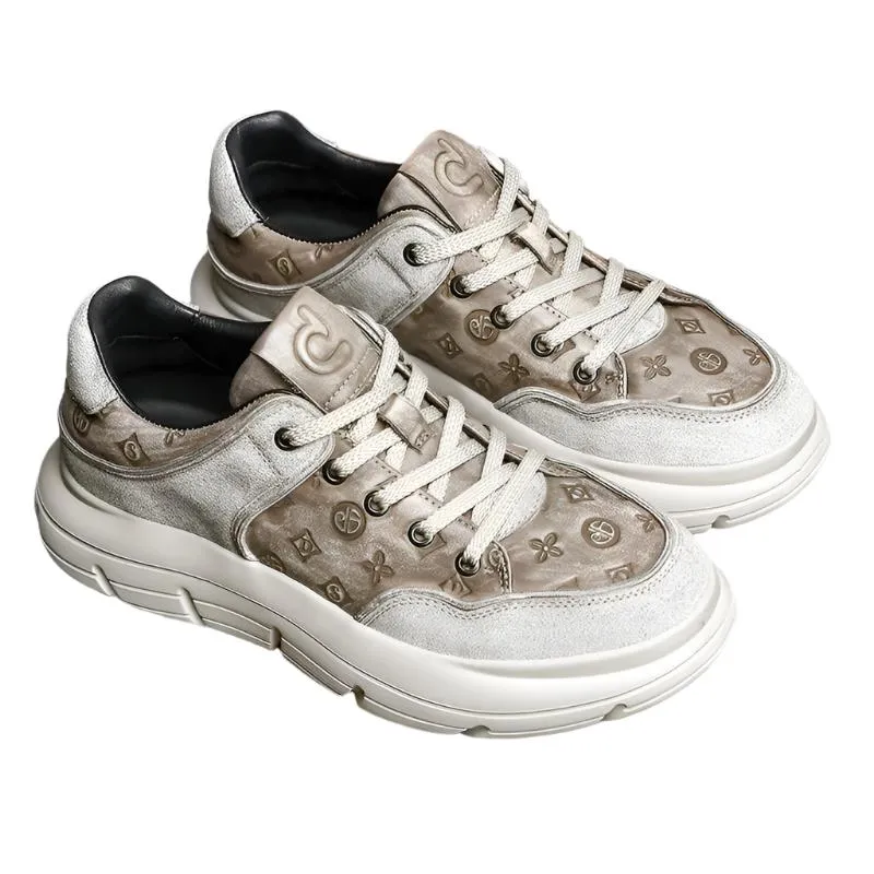 TNV Casual Leather Shoes Genuine Leather Thick Bottom Sneakers Laces Up autumn winter Breathable DS02856
