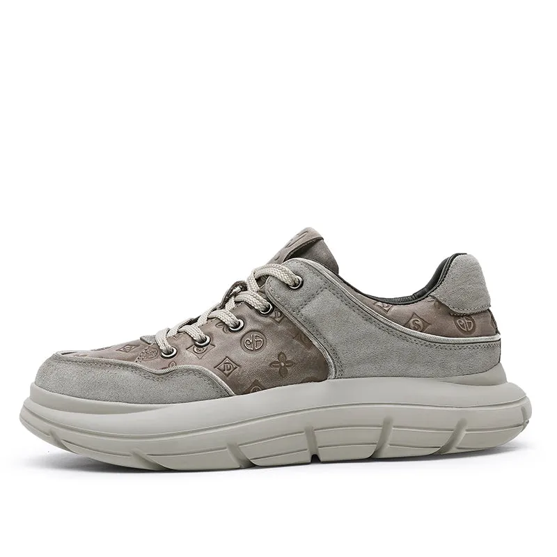 TNV Casual Leather Shoes Genuine Leather Thick Bottom Sneakers Laces Up autumn winter Breathable DS02856