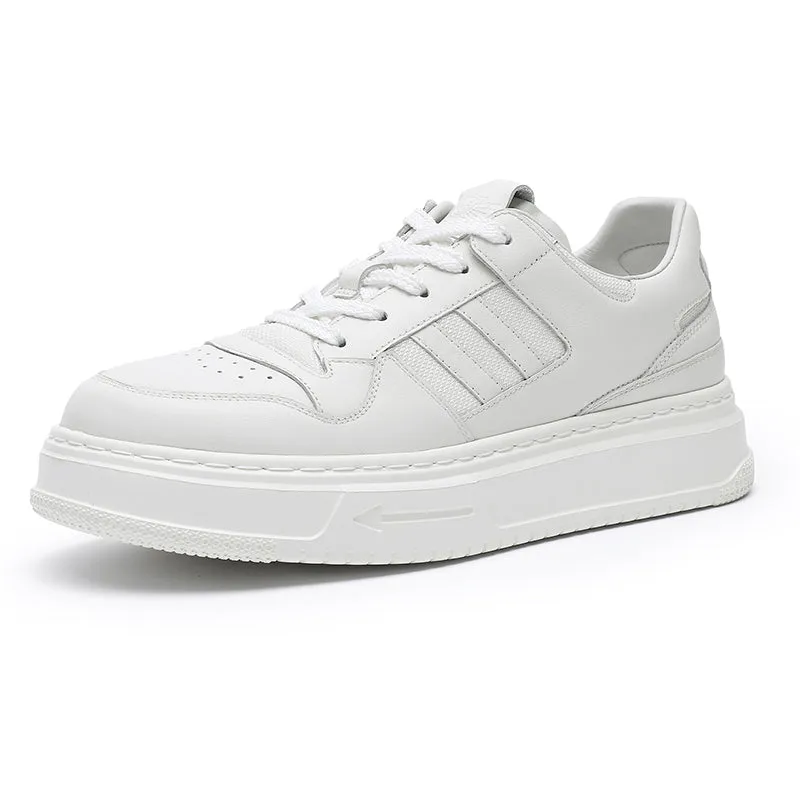 TNV Casual Leather Shoes Genuine Leather Thick Bottom Sneakers Laces Up  Breathable DS2308