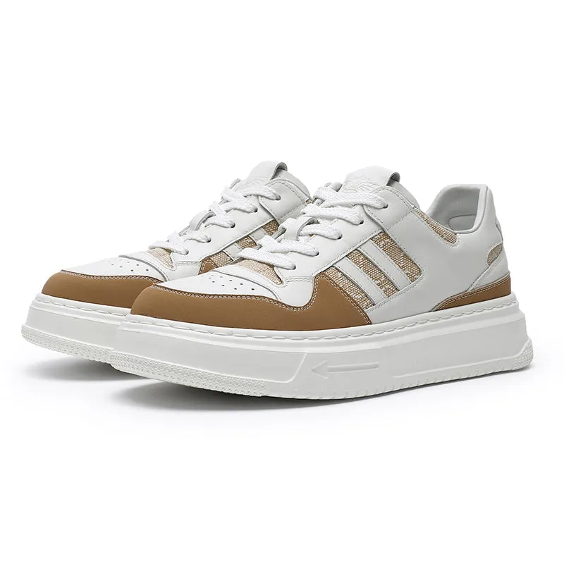 TNV Casual Leather Shoes Genuine Leather Thick Bottom Sneakers Laces Up  Breathable DS2308