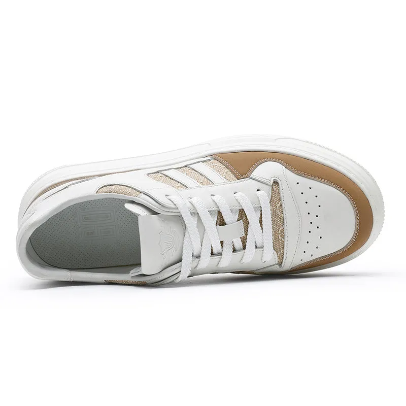TNV Casual Leather Shoes Genuine Leather Thick Bottom Sneakers Laces Up  Breathable DS2308