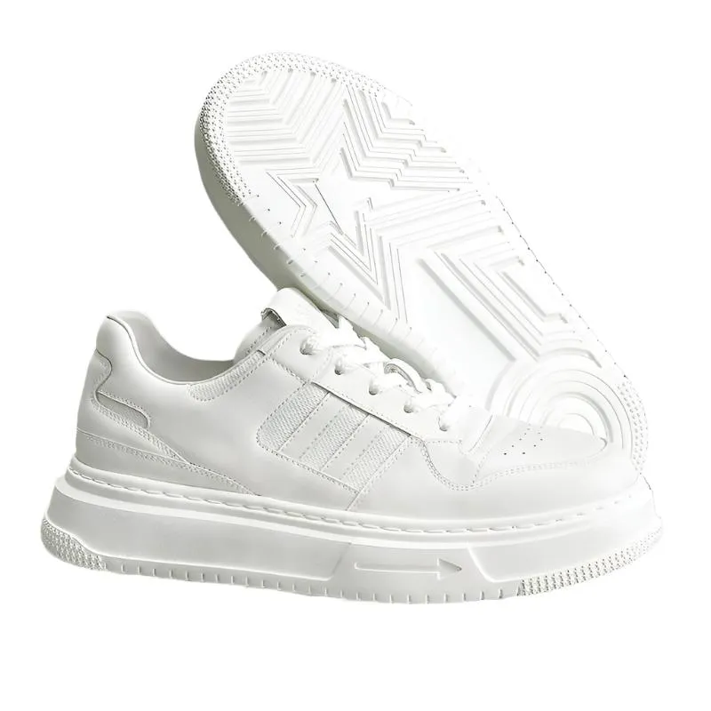 TNV Casual Leather Shoes Genuine Leather Thick Bottom Sneakers Laces Up  Breathable DS2308