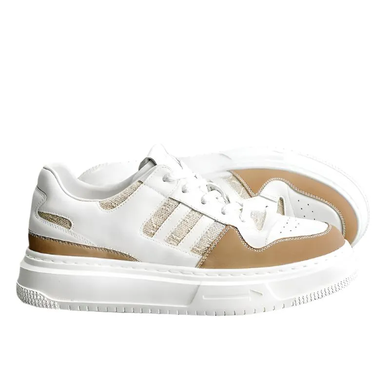 TNV Casual Leather Shoes Genuine Leather Thick Bottom Sneakers Laces Up  Breathable DS2308