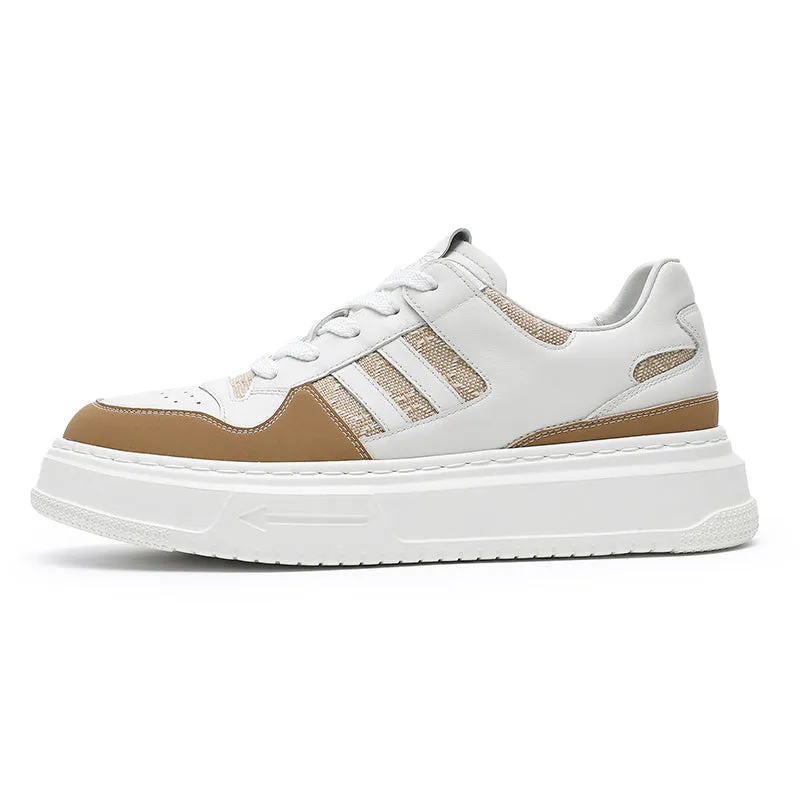 TNV Casual Leather Shoes Genuine Leather Thick Bottom Sneakers Laces Up  Breathable DS2308