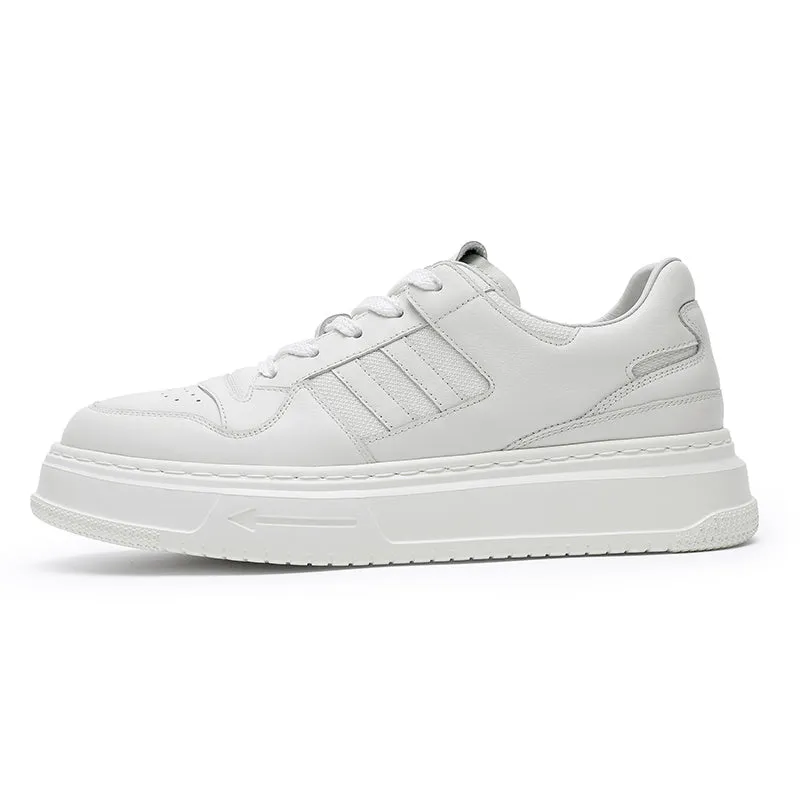 TNV Casual Leather Shoes Genuine Leather Thick Bottom Sneakers Laces Up  Breathable DS2308