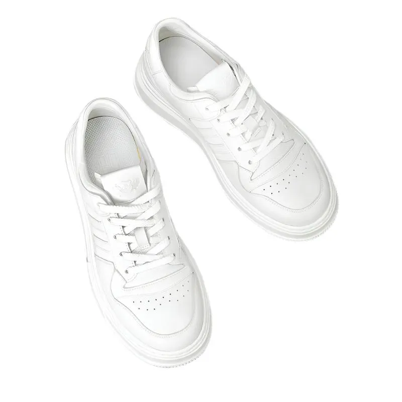 TNV Casual Leather Shoes Genuine Leather Thick Bottom Sneakers Laces Up  Breathable DS2308