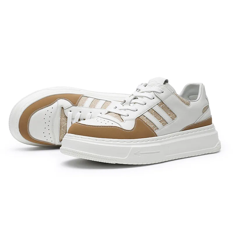 TNV Casual Leather Shoes Genuine Leather Thick Bottom Sneakers Laces Up  Breathable DS2308