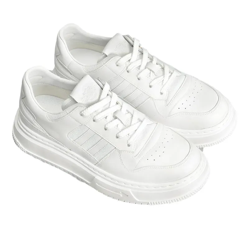 TNV Casual Leather Shoes Genuine Leather Thick Bottom Sneakers Laces Up  Breathable DS2308