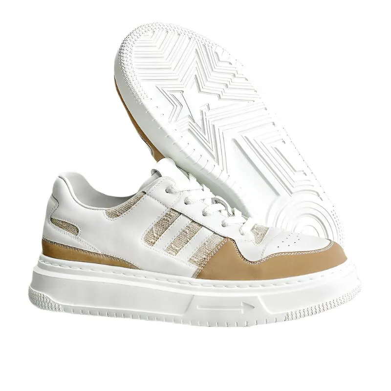 TNV Casual Leather Shoes Genuine Leather Thick Bottom Sneakers Laces Up  Breathable DS2308