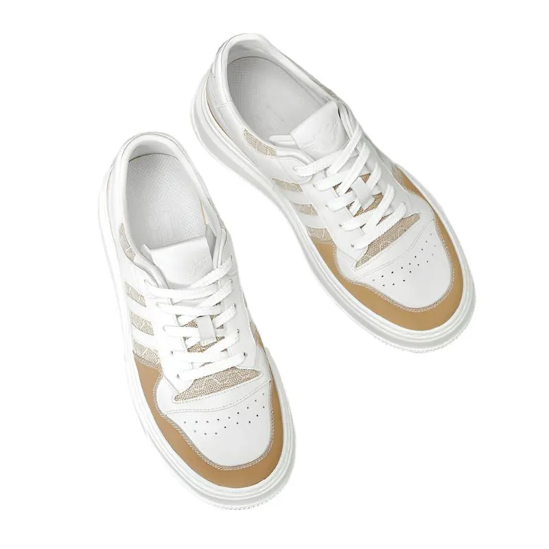 TNV Casual Leather Shoes Genuine Leather Thick Bottom Sneakers Laces Up  Breathable DS2308