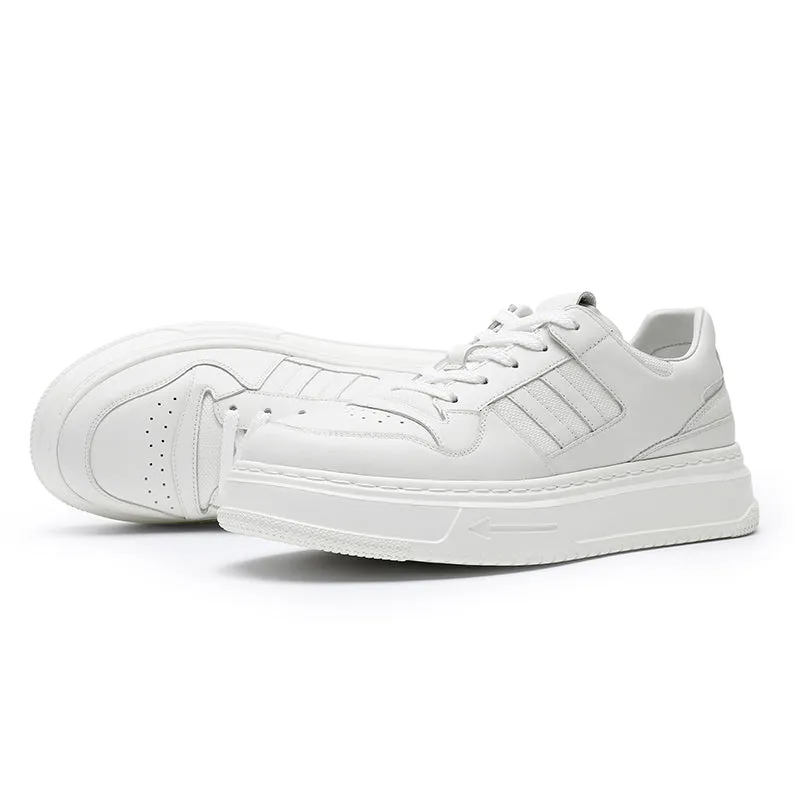 TNV Casual Leather Shoes Genuine Leather Thick Bottom Sneakers Laces Up  Breathable DS2308